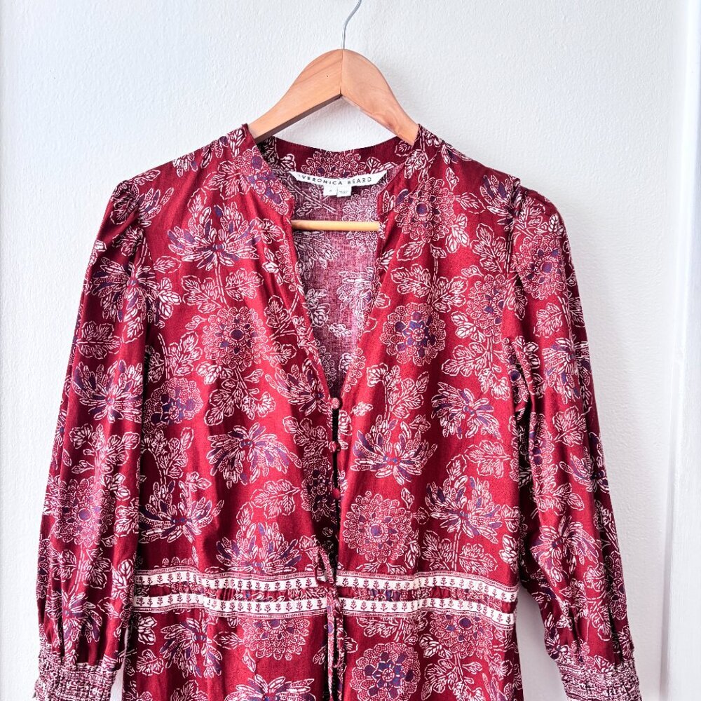 Veronica Beard Swedie Printed Midi Dress in Rust - Picture 8 of 13
